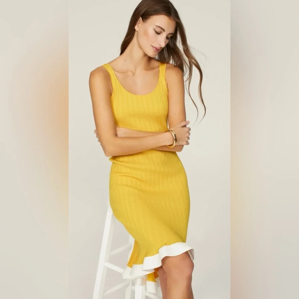 Esteban Cortazar x RTR Sunflower Yellow Knit Dress sz: M (hi-low)